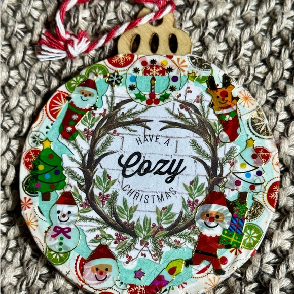 Set of 4 new 3x3” unique handmade wooden Christmas tree hanging ornaments $40 - Picture 6 of 12